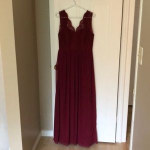 Burgundy Lace Long Formal Dress